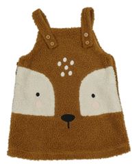 Béžovo-biele huňaté podšité šaty so srnkou Tu