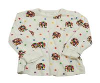 Biele rebrované tričko so sloníky TU