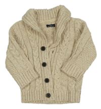 Béžový vzorovaný vlněný propínací svetr Next