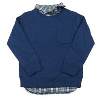 Tmavomodrá mikina so všitou košilí Dunnes