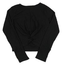 Čierne vzorované crop tričko s překřížením Young