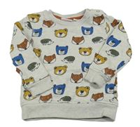 Sivá melírovaná mikina so zvieratkami Liegelind