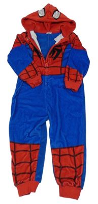 Tmavomodro-červená chlpatá kombinéza s kapucí - Spiderman Marvel