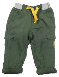 Khaki šusťákové zateplené kalhoty s kapsami Ergee 