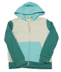 Smetanovo-zeleno-svetlomodrá prepínaci mikina s kapucňou H&M