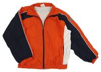 Červeno-tmavomodro-biela šušťáková jarná bunda