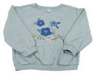 Svetlomodrá mikina s kvietkami Topolino