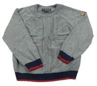 Sivý sveter s tmavomodrým lemem Mayoral