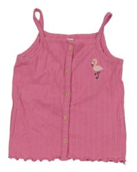 Ružový rebrovaný crop top s plameňákem Dopo-Dopo