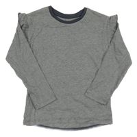 Tmavomodro-biele melírované tričko s volánikmi Nutmeg