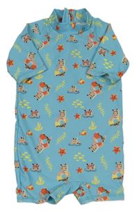 Světlemodrý UV overal s hrošíky Kiki&Koko
