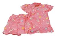 2set - Růžová krepová zavinovací halenka se zajíčky + kraťasy 