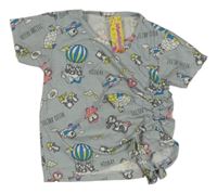 Nové - Sivé tričko s tučňáky a řasením