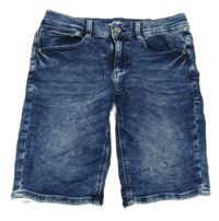 Tmavomodré plísňové teplákovo/riflové kraťasy S. Oliver 