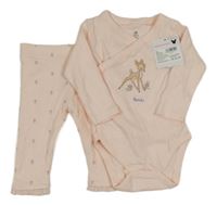 Nové - 2set - Broskvové body s Bambim + legíny Disney