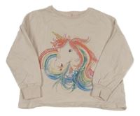 Svetloružová oversize mikina s jednorožcom Next