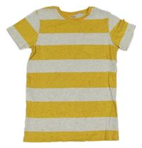 Sivo-žlté pruhované tričko s vreckom Vertbaudet