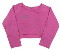 Ružová crop mikina s nápisom Benetton