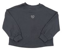 Šedá oversize crop mikina se srdíčkem George 