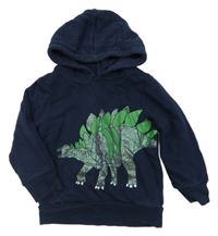Tmavomodrá mikina s dinosaurem a kapucí C&A
