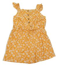 Okrový ľahký kvetovaný kraťasový overal Matalan