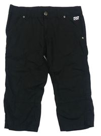 Čierne capri plátenné nohavice s nápismi zn. CRASHONE