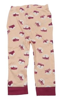 Broskvovo-vínové pyžamové nohavice s liškami Nutmeg
