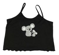 Čierny crop top s koalami SHEIN