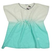 Smetanovo-svetlotyrkysová á šifónová průsvitná plážová tunika s korálkami PRIMARK
