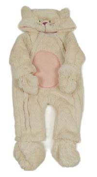 Smetanová kožešinová zateplená kombinéza s kapucí - myška + rukavice a capáčky Rock-a-Bye Baby