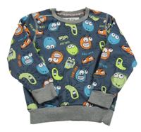 Tmavošedo-sivá thermo mikina s príšerkami coolclub