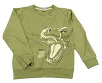 Khaki mikina s dinosaurom little kids