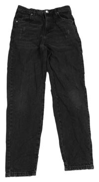 Čierne high waist rifle s ošoupaného vzhledu Page one young