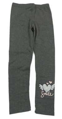 Tmavosivé melírované legíny so srdiečkom