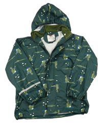 Smaragdová nepromokavá bunda s krokodýlky a odepínací kapucí CeLaV