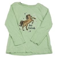 Svetlozelené tričko s koníkem a motýlkom a srdiečkami Topolino