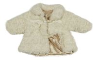 Smetanový kožešinový zateplený kabátek s mašlí a límečkem George