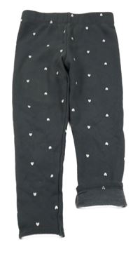 Tmavošedé teplákové zateplené legíny se srdíčky Nutmeg