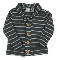 Tmavošedo-svetlomodrá pruhovaná melírovaná vlnená prepínaci mikina s golierikom Teeny Weeny