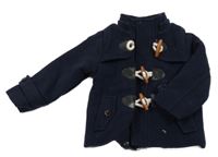 Tmavomodrý vlněný zateplený kabát MR JEK