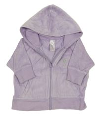 Levandulová zamatová prepínaci mikina so srdiečkom a kapucňou