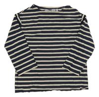 Tmavomodro-smotanové pruhované tričko