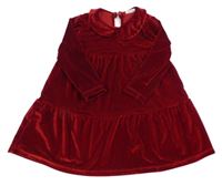 Tmavočervené zamatové šaty s golierikom F&F