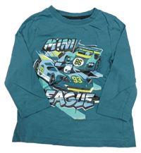 Šalvějové triko se závodními auty a nápisy BASICS