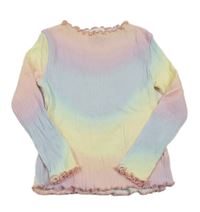 Duhové žebrované triko H&M