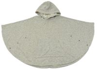 Sivé melírované teplákové pončo s vreckom a kapucňou Page one young