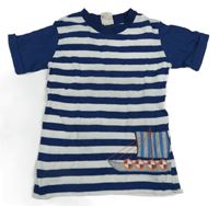 Tmavomodro-bílé pruhované tričko s lodí ALANA