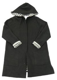 Černošedý úpletový cardigan s kapucí ZARA