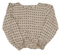 Světlepudrová vzorovaná crop halenka YIGGA