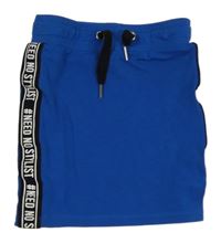 Cobaltovoě modro-čierna sukňa s pruhmi s nápismi COOLCAT